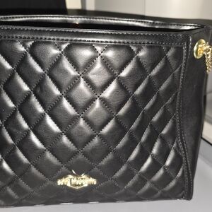 Love Moschino Gold Shoulder Bag with Quilted Design